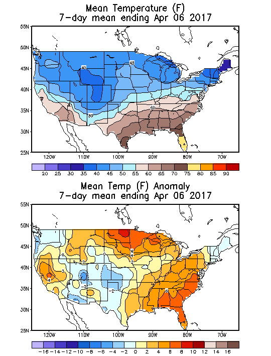 Mean Temperature (F) 7-Day Mean ending Apr 06, 2017