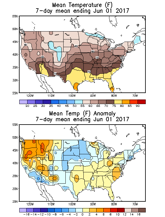 Mean Temperature (F) 7-Day Mean ending Jun 01, 2017