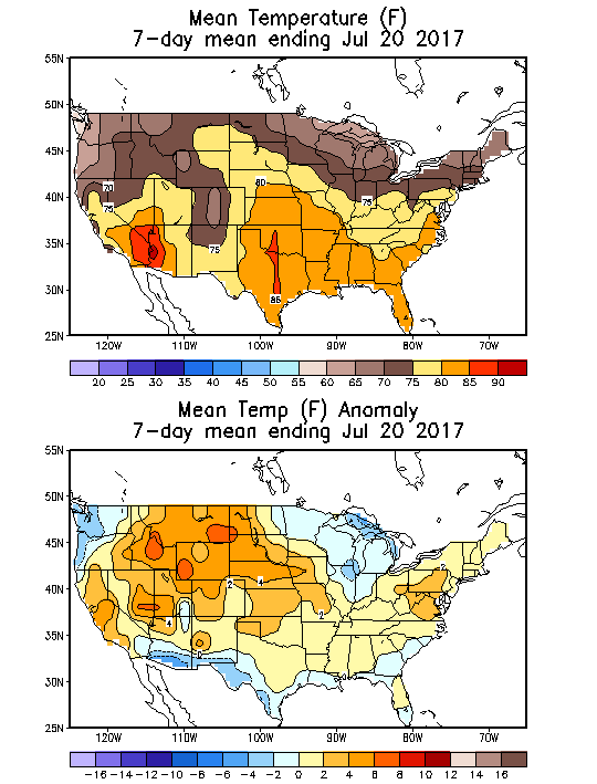 Mean Temperature (F) 7-Day Mean ending Jul 20, 2017