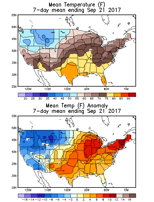 Mean Temperature (F) 7-Day Mean ending Sep 21, 2017