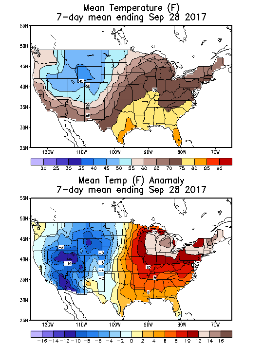 Mean Temperature (F) 7-Day Mean ending Sep 28, 2017