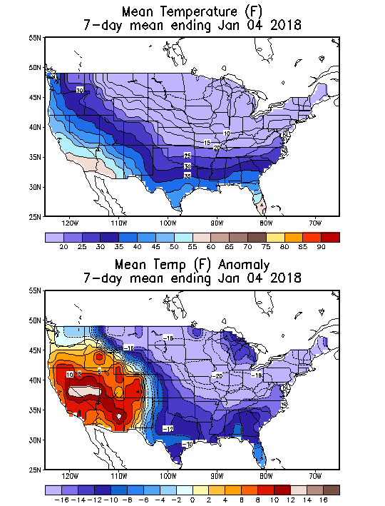 Mean Temperature (F) 7-Day Mean ending Jan 04, 2018