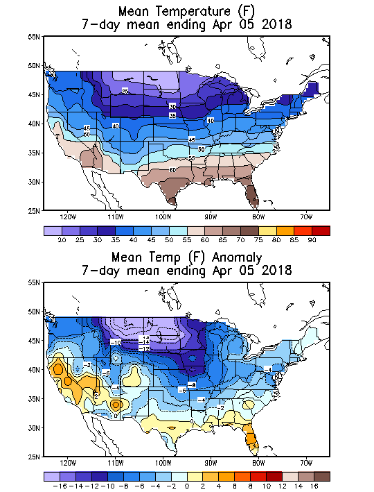 Mean Temperature (F) 7-Day Mean ending Apr 05, 2018