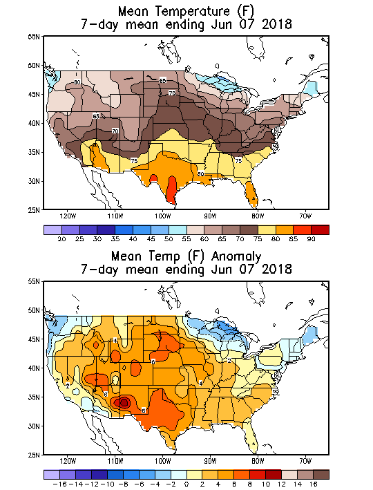 Mean Temperature (F) 7-Day Mean ending Jun 07, 2018