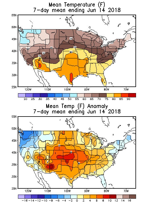 Mean Temperature (F) 7-Day Mean ending Jun 14, 2018