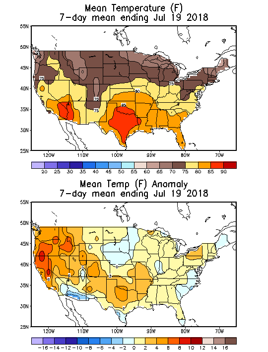 Mean Temperature (F) 7-Day Mean ending Jul 19, 2018