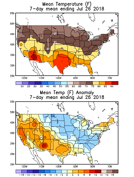 Mean Temperature (F) 7-Day Mean ending Jul 26, 2018
