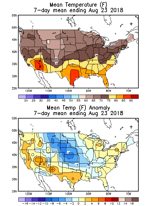 Mean Temperature (F) 7-Day Mean ending Aug 23, 2018