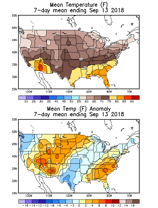 Mean Temperature (F) 7-Day Mean ending Sep 13, 2018