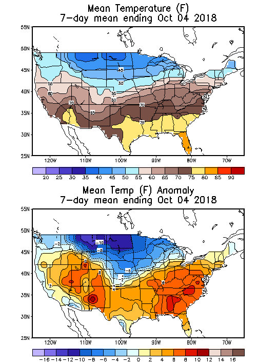 Mean Temperature (F) 7-Day Mean ending Oct 04, 2018