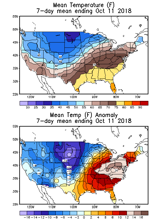 Mean Temperature (F) 7-Day Mean ending Oct 11, 2018