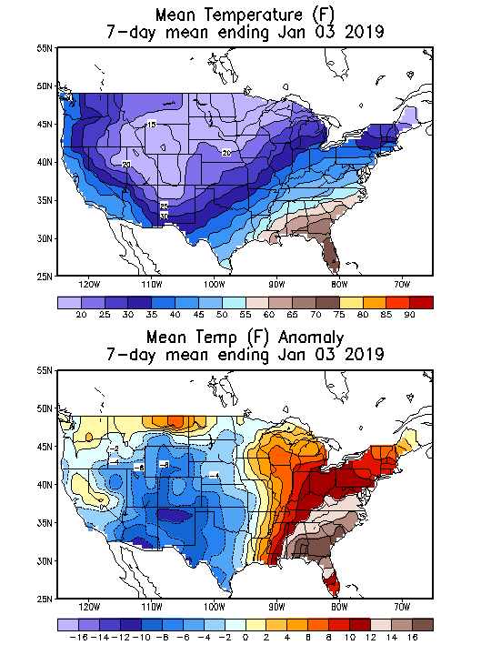 Mean Temperature (F) 7-Day Mean ending Jan 03, 2019