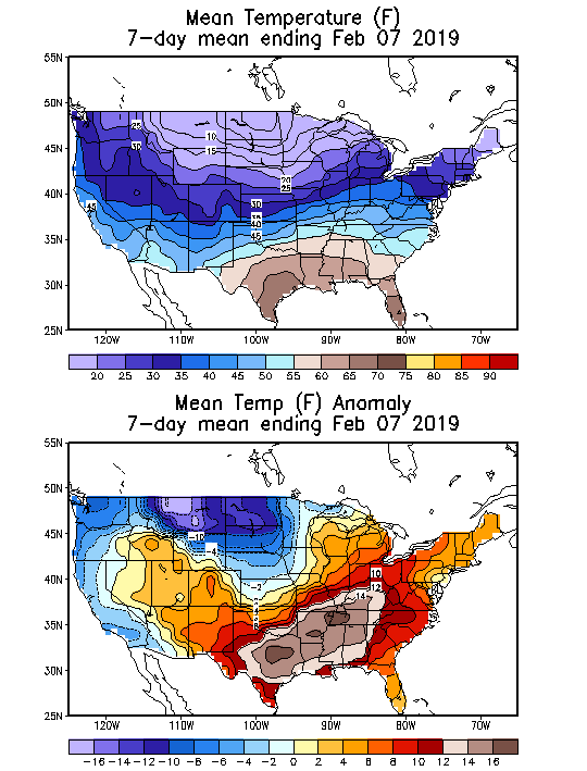 Mean Temperature (F) 7-Day Mean ending Feb 07, 2019