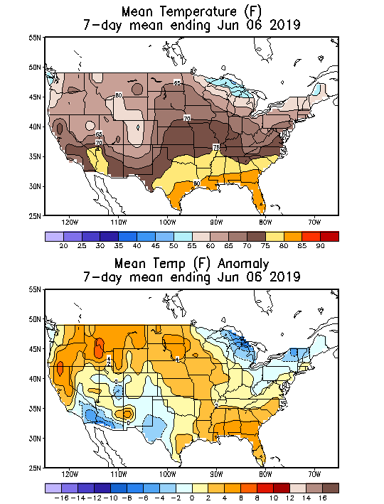 Mean Temperature (F) 7-Day Mean ending Jun 06, 2019