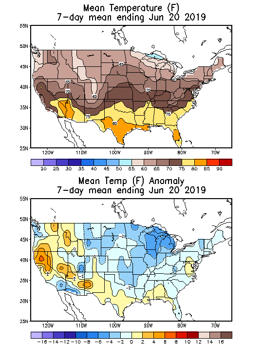 Mean Temperature (F) 7-Day Mean ending Jun 20, 2019