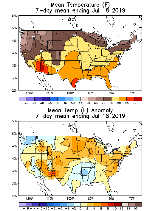 Mean Temperature (F) 7-Day Mean ending Jul 18, 2019