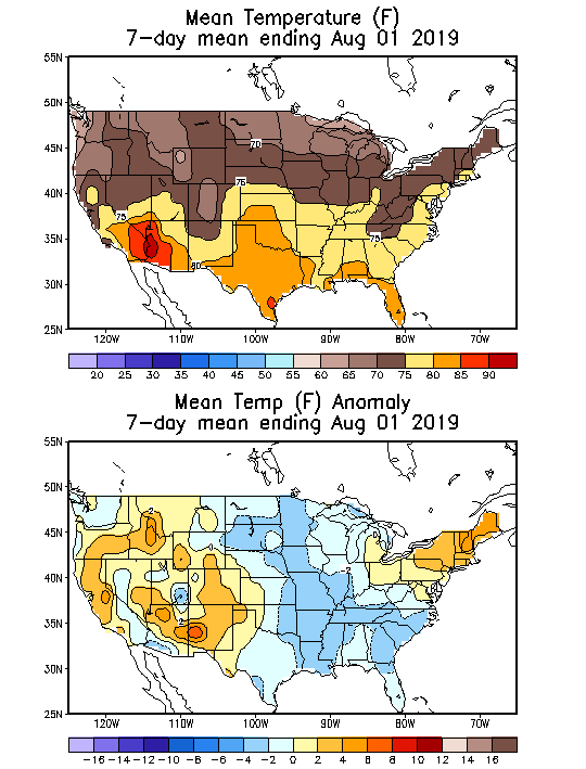 Mean Temperature (F) 7-Day Mean ending Aug 01, 2019