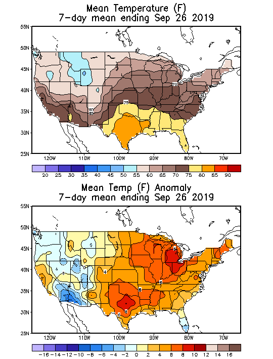 Mean Temperature (F) 7-Day Mean ending Sep 26, 2019