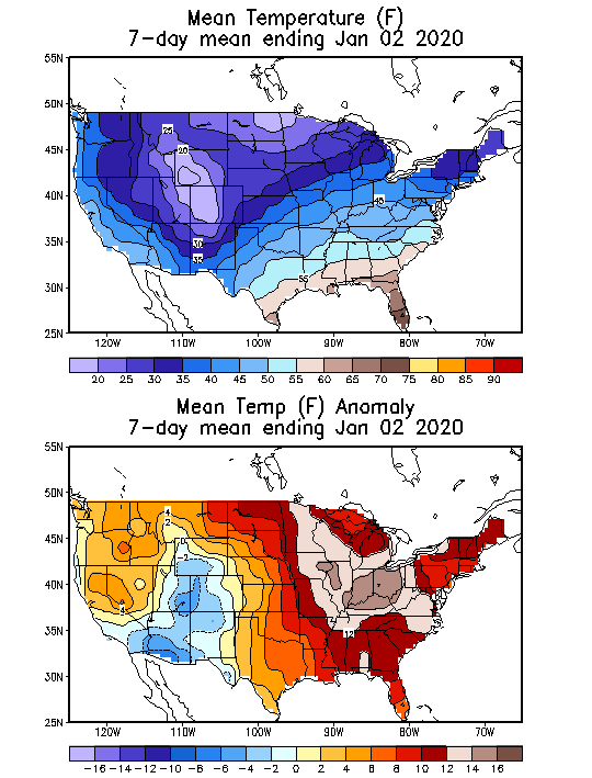 Mean Temperature (F) 7-Day Mean ending Jan 02, 2020