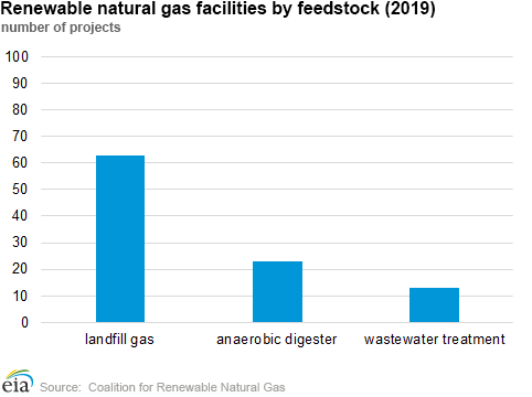 Renewable natural gas facilities by feedstock (2019)