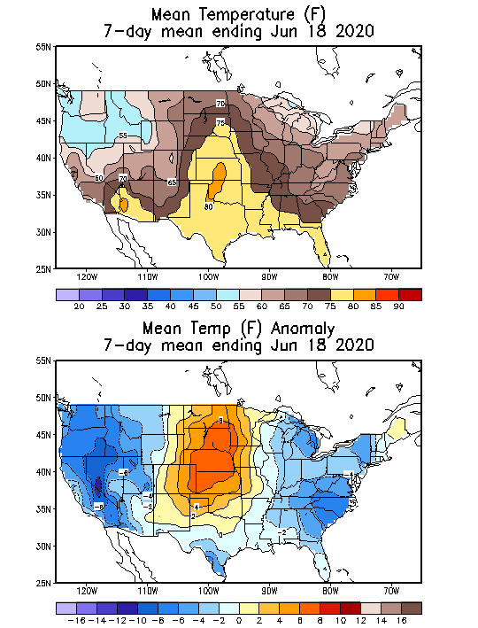 Mean Temperature (F) 7-Day Mean ending Jun 18, 2020