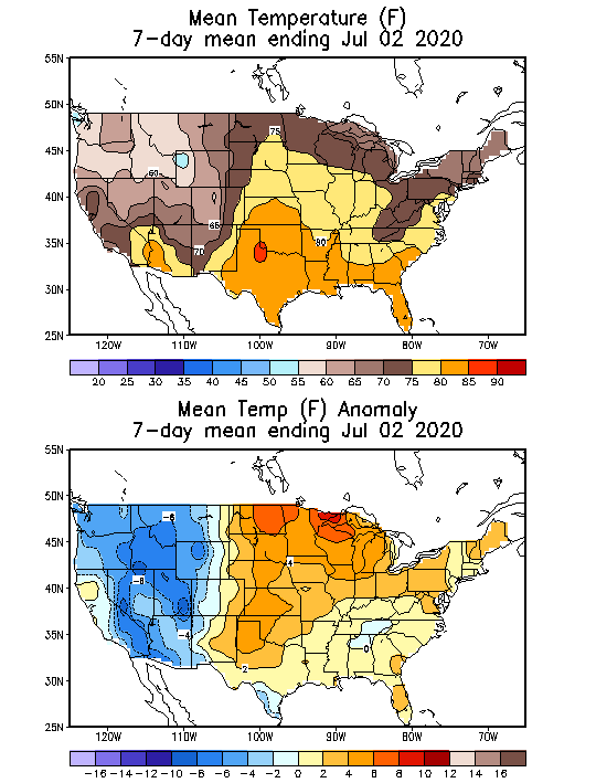 Mean Temperature (F) 7-Day Mean ending Jul 02, 2020