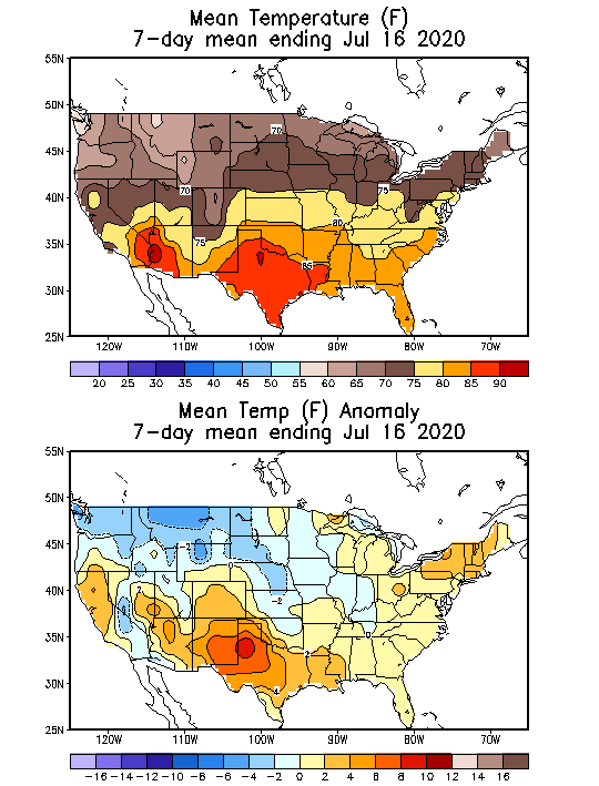 Mean Temperature (F) 7-Day Mean ending Jul 16, 2020