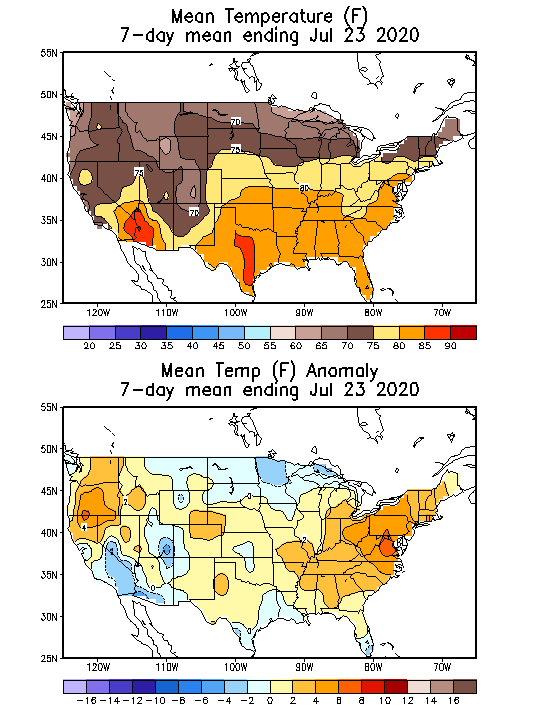 Mean Temperature (F) 7-Day Mean ending Jul 23, 2020