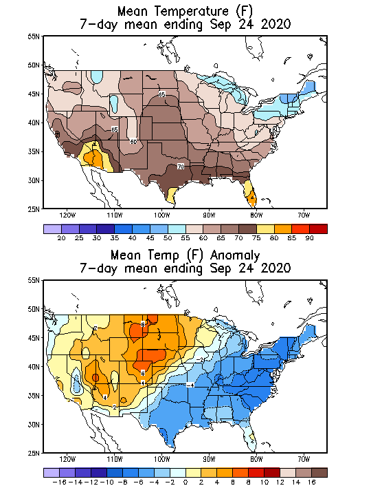 Mean Temperature (F) 7-Day Mean ending Sep 24, 2020