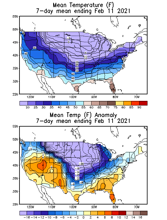 Mean Temperature (F) 7-Day Mean ending Feb 11, 2021