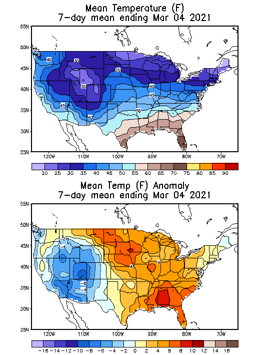 Mean Temperature (F) 7-Day Mean ending Mar 04, 2021