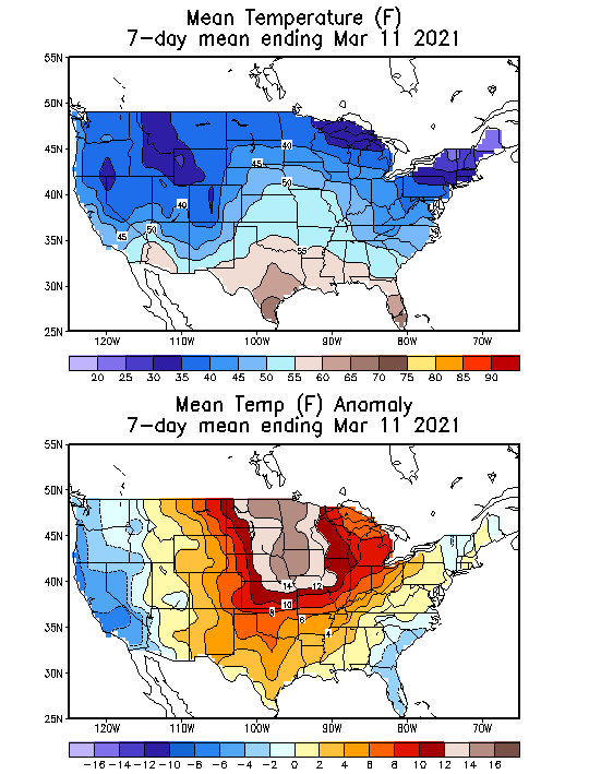 Mean Temperature (F) 7-Day Mean ending Mar 11, 2021