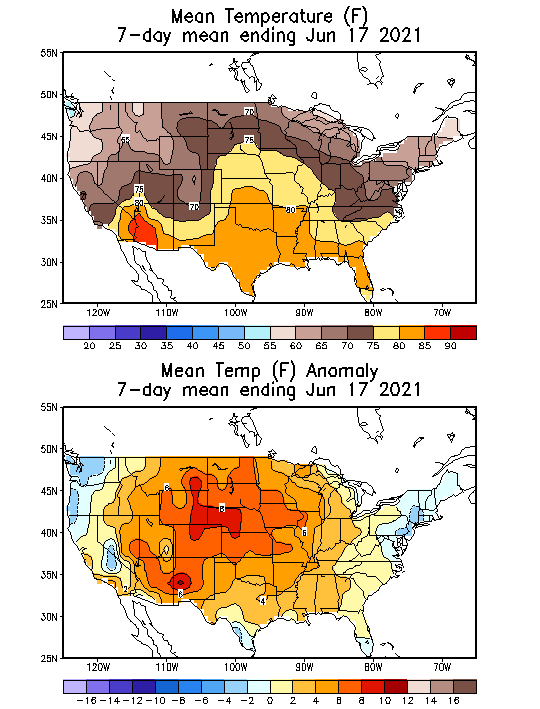 Mean Temperature (F) 7-Day Mean ending Jun 17, 2021