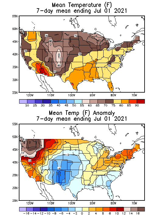 Mean Temperature (F) 7-Day Mean ending Jul 01, 2021