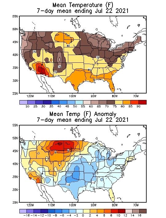 Mean Temperature (F) 7-Day Mean ending Jul 22, 2021