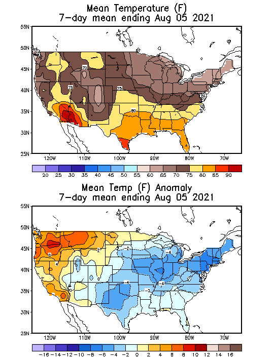 Mean Temperature (F) 7-Day Mean ending Aug 05, 2021