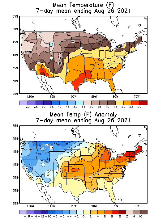 Mean Temperature (F) 7-Day Mean ending Aug 26, 2021