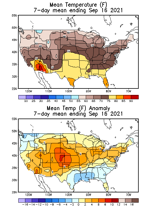 Mean Temperature (F) 7-Day Mean ending Sep 16, 2021