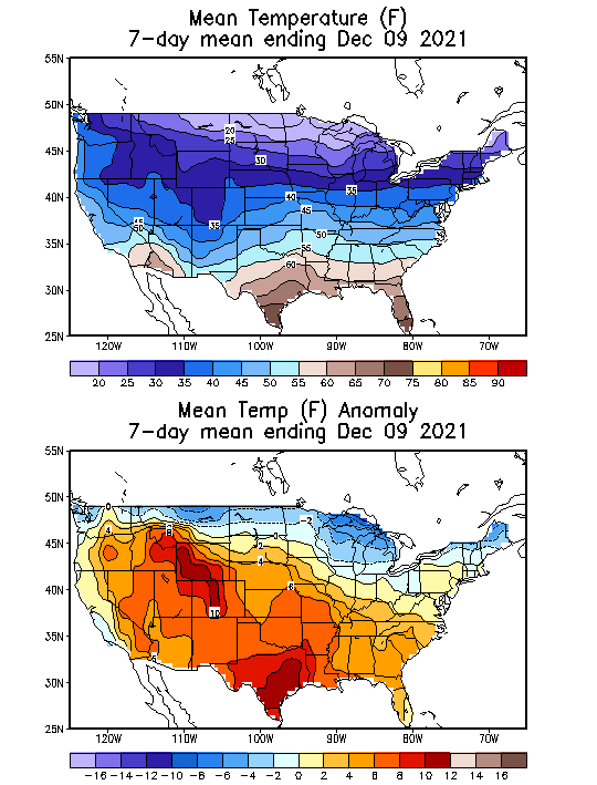 Mean Temperature (F) 7-Day Mean ending Dec 09, 2021