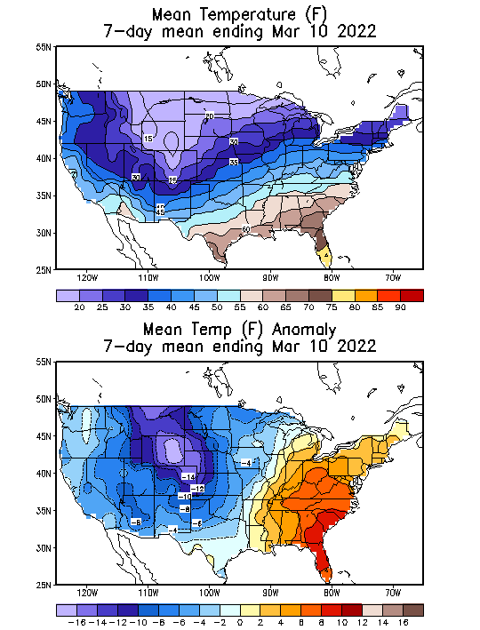 Mean Temperature (F) 7-Day Mean ending Mar 10, 2022