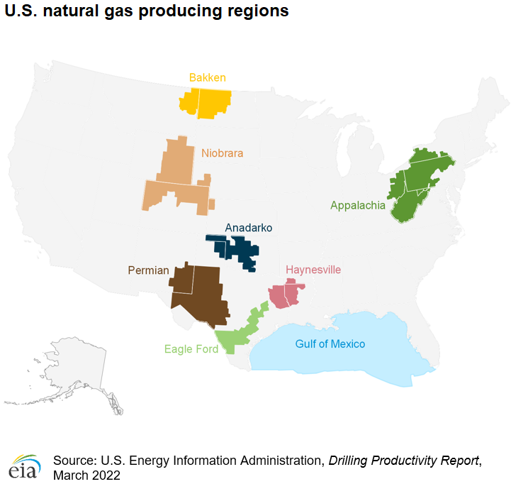 U.S. natural gas producing regions