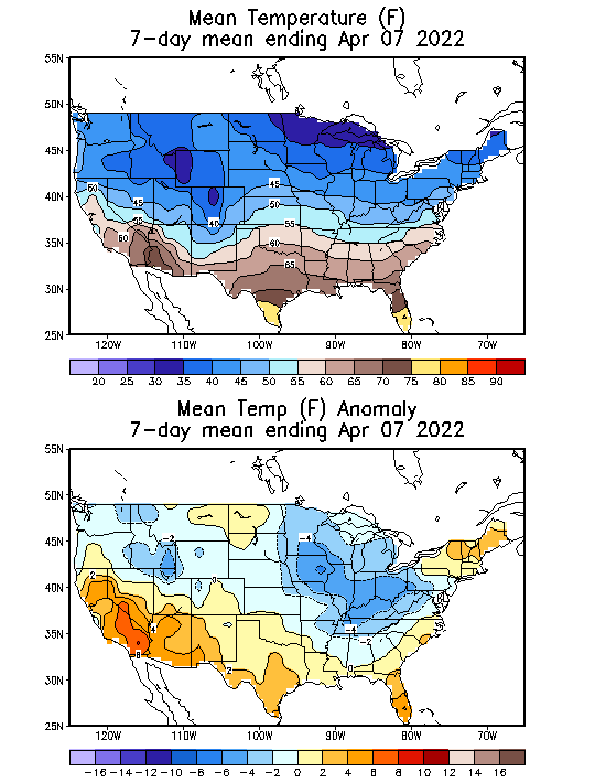 Mean Temperature (F) 7-Day Mean ending Apr 07, 2022