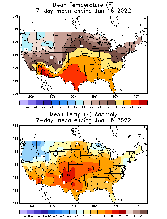 Mean Temperature (F) 7-Day Mean ending Jun 16, 2022