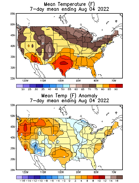 Mean Temperature (F) 7-Day Mean ending Aug 04, 2022