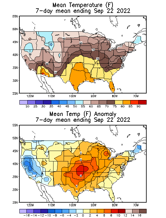 Mean Temperature (F) 7-Day Mean ending Sep 22, 2022