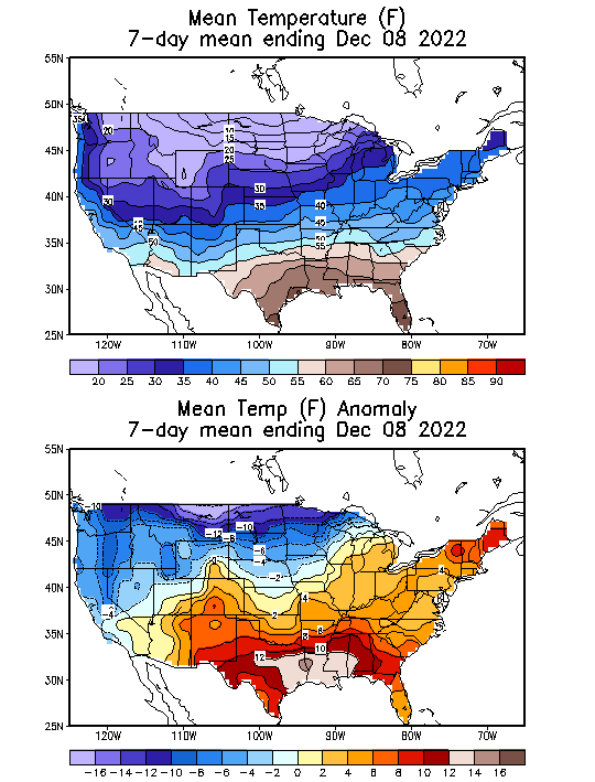 Mean Temperature (F) 7-Day Mean ending Dec 08, 2022