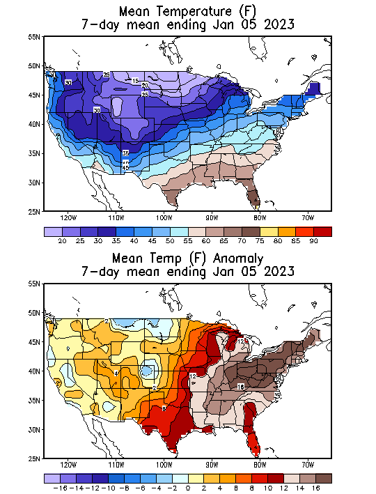 Mean Temperature (F) 7-Day Mean ending Jan 05, 2023