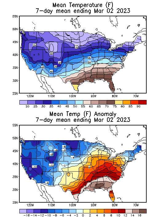 Mean Temperature (F) 7-Day Mean ending Mar 02, 2023