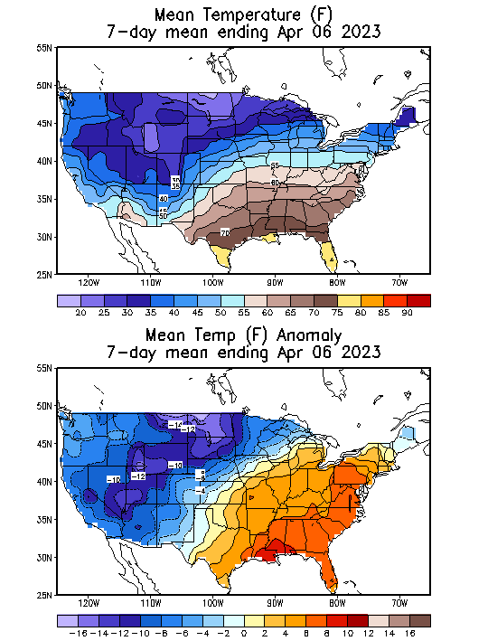 Mean Temperature (F) 7-Day Mean ending Apr 06, 2023