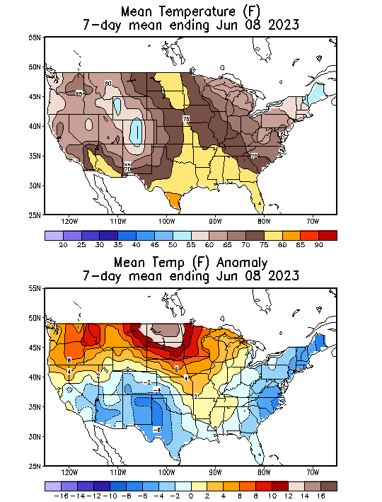 Mean Temperature (F) 7-Day Mean ending Jun 08, 2023